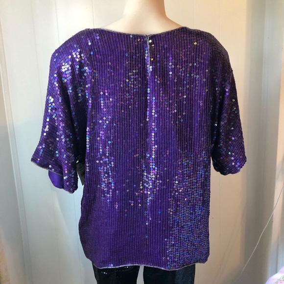 Vintage Beaded Purple Top - Picture 5 of 7